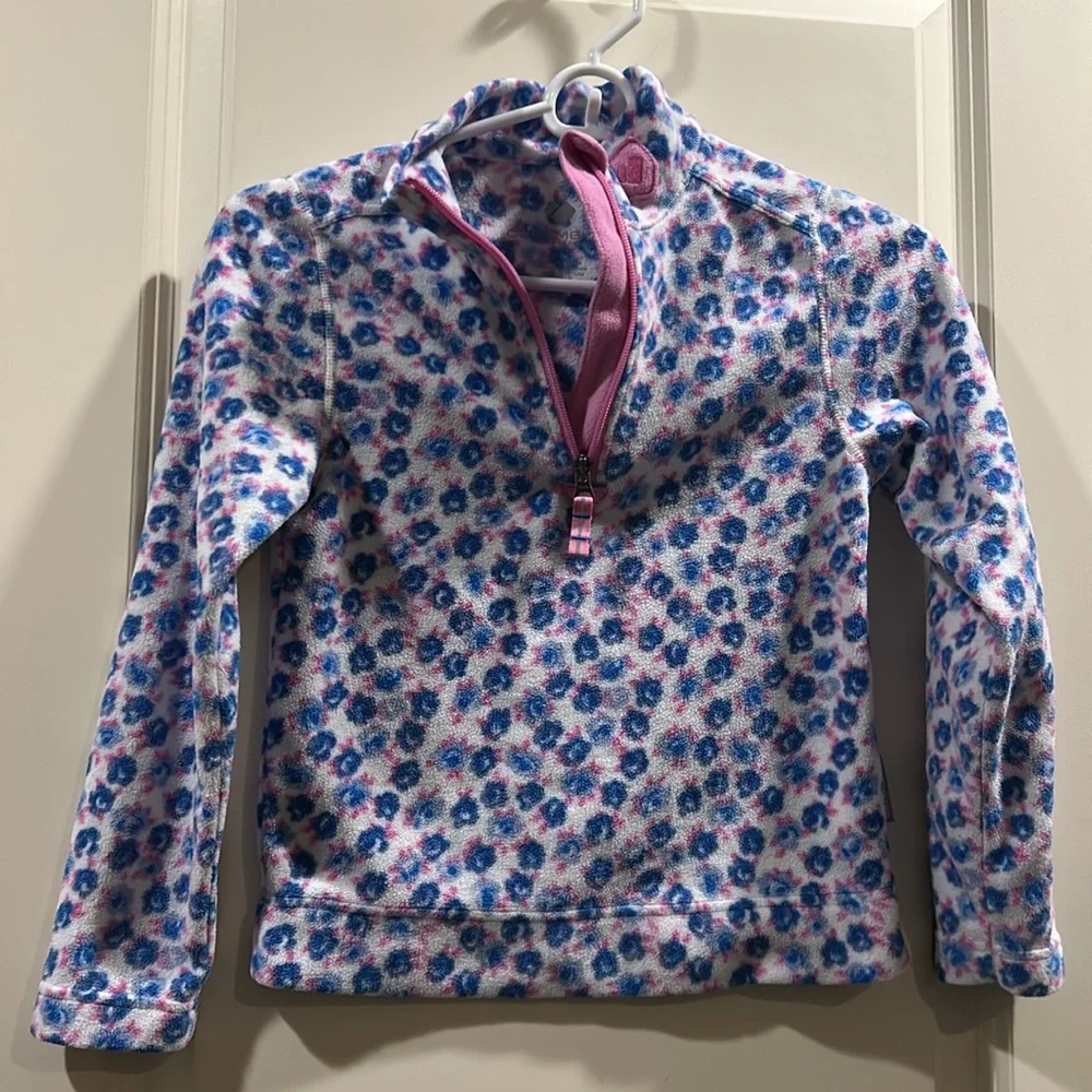 Obermeyer 1/4 ZipUp floral Fleece Pullover long sleeve jacket girls size L